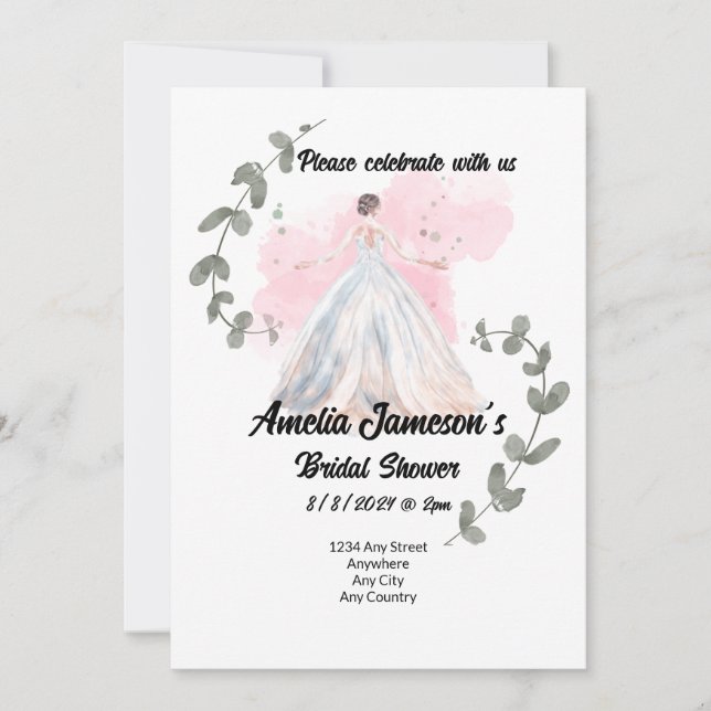 Invitation de douche nuptiale avec texte modifiabl (Devant)