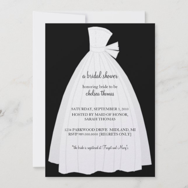 Invitation de douche nuptiale {Black} (Devant)
