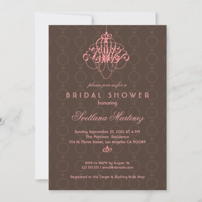 Invitation De Douche Nuptiale Brown Et Rose Élégan (Devant)