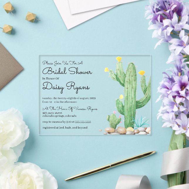 Invitation de douche nuptiale Cactus en ivoire (Insitu (Mariage))