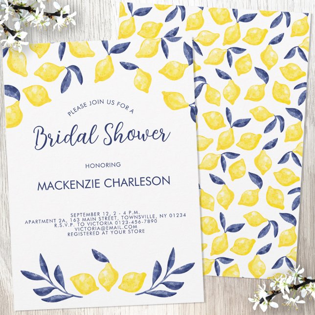 Invitation de douche nuptiale citron aquarelle (Créateur téléchargé)