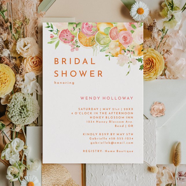 Invitation de douche nuptiale Citrus Watercolor (Créateur téléchargé)