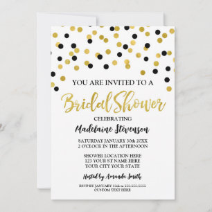 Invitation de douche nuptiale Confetti en or noir