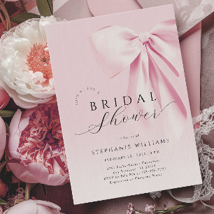 Invitation de douche nuptiale Elégante Bow rose