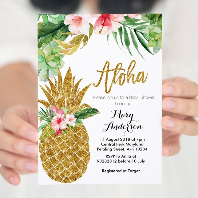 Invitation de douche nuptiale en ananas d'or Succu (Créateur téléchargé)