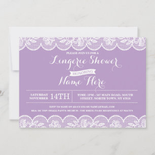 Invitation de douche nuptiale en dentelle violette