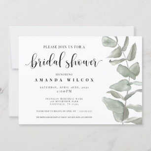 Invitation de douche nuptiale Eucalyptus aquarelle
