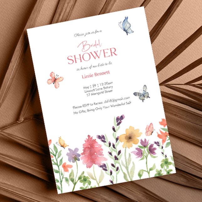 Invitation de douche nuptiale Fleur sauvage d'aqua (Créateur téléchargé)
