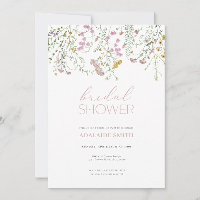 Invitation de douche nuptiale Fleur sauvage Pastel (Devant)