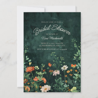Invitation de douche nuptiale Fleur sauvage turquo