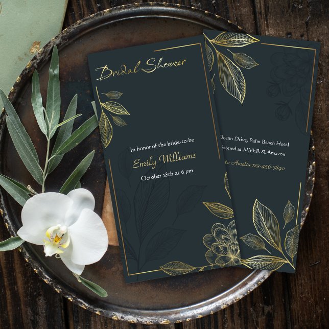 Invitation de douche nuptiale Florale d'or moderne (Créateur téléchargé)