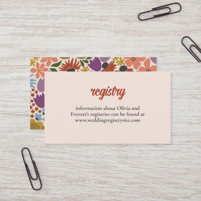 Invitation de douche nuptiale florale Insertion (Devant/Arrière en situation)