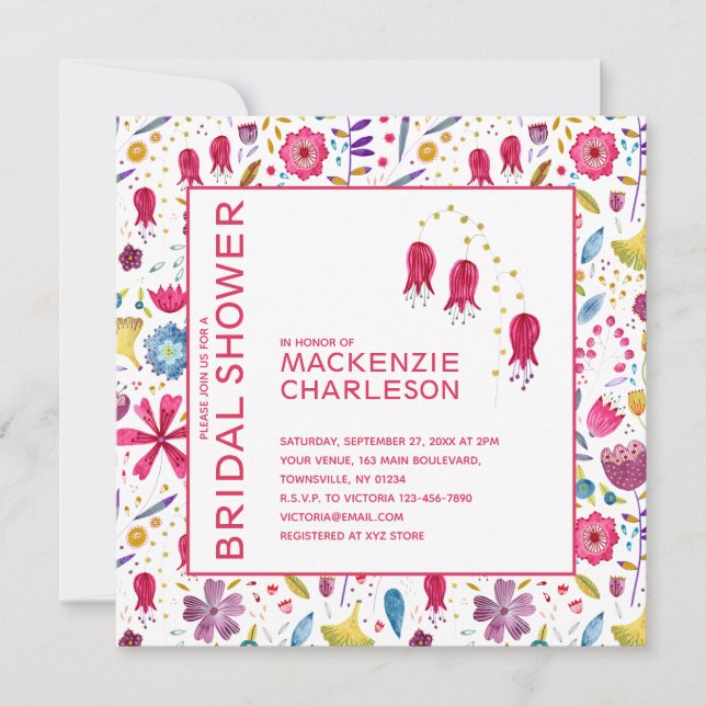 Invitation de douche nuptiale Florale moderne (Devant)