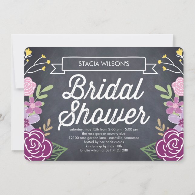 Invitation de douche nuptiale florale radiante - v (Devant)