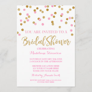 Invitation de douche nuptiale Gold Pink Confetti