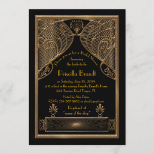 Invitation de douche nuptiale, grand Gatsby noir o