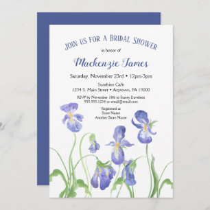 Invitation de douche nuptiale Iris violet printemp