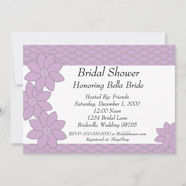 Invitation de douche nuptiale lavande et floral gr (Devant)
