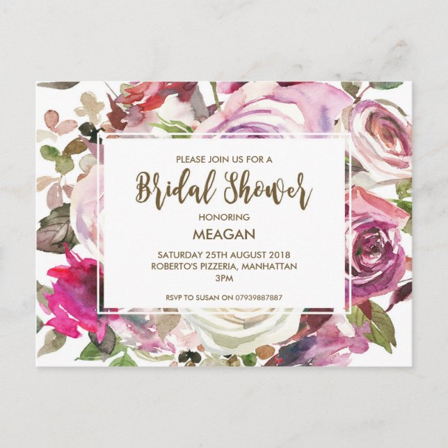 Invitation de douche nuptiale lilas floral moderne (Devant)