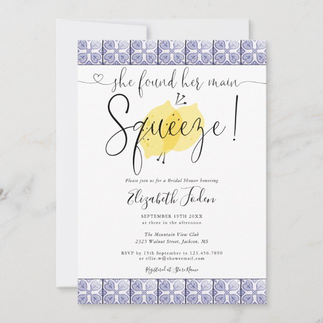 Invitation de douche nuptiale Main Squeeze Lemons  (Devant)