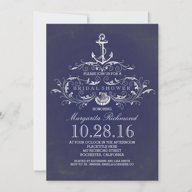 invitation de douche nuptiale marine (Devant)