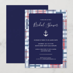 Invitation de douche nuptiale, Nautique, Preppy, M