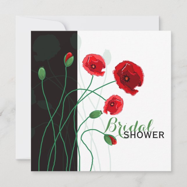Invitation de douche nuptiale | Poppies rouges (Devant)