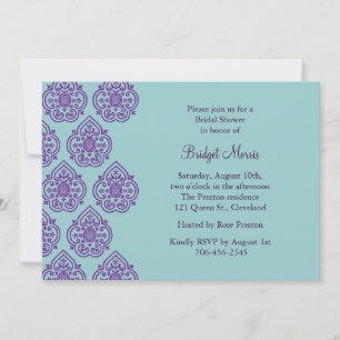 Invitation de douche nuptiale pourpre/turquoise