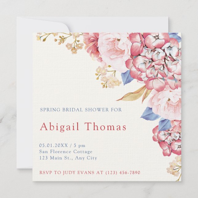Invitation de douche nuptiale Ressorts pastel Flor (Devant)