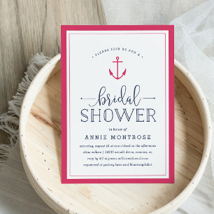 Invitation de douche nuptiale rose et marine