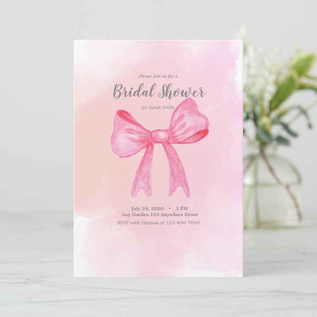Invitation de douche nuptiale rose inspirée de Bri (Debout devant)