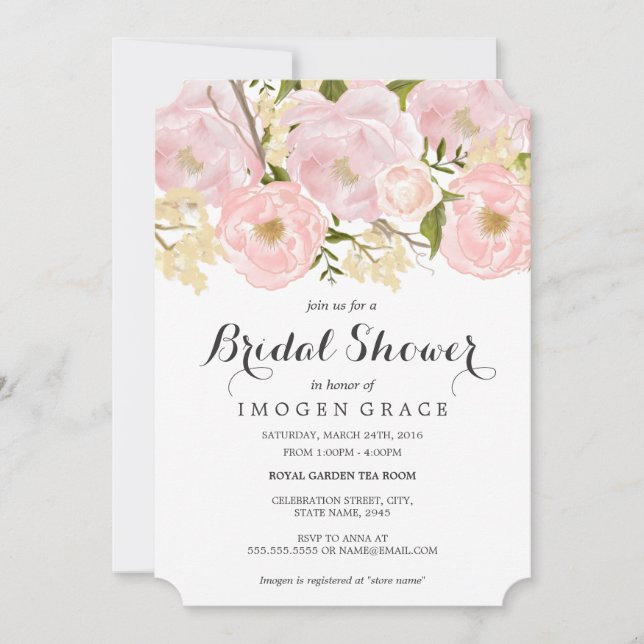 Invitation de douche nuptiale rose moderne (Devant)