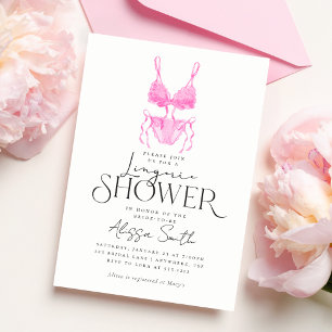 Invitation de douche nuptiale rose moderne