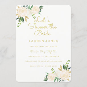 Invitation de douche nuptiale rose or floral