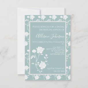 Invitation de douche nuptiale Rose turquoise