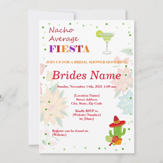 Invitation de douche nuptiale Taco (Devant)