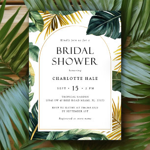 Invitation de douche nuptiale Tropical Gold Green