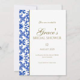 Invitation de douche nuptiale vintage bleue et bla