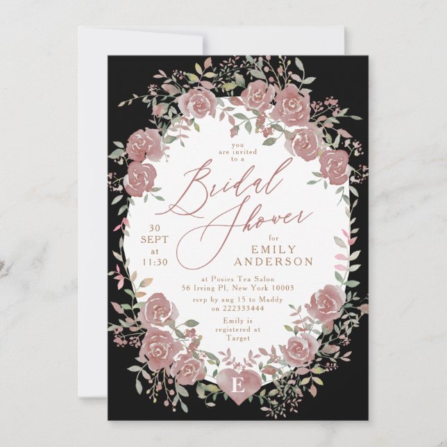 Invitation de douche nuptiale vintage Fleurs d'ant (Devant)