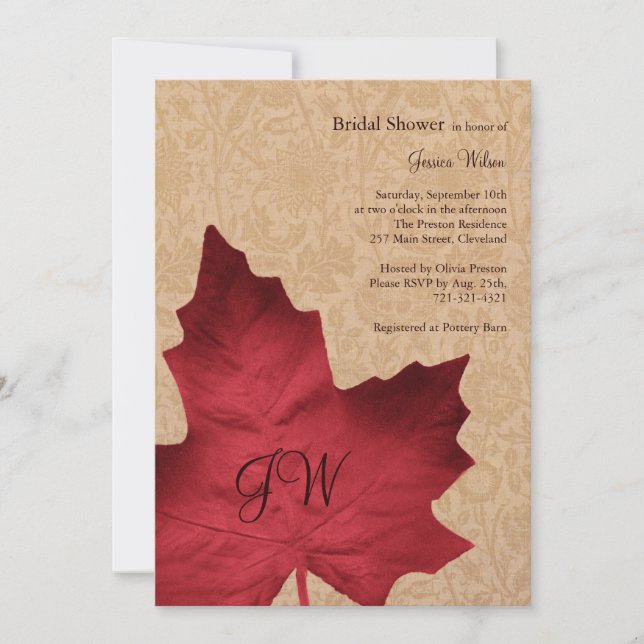 Invitation de douche nuptiale Vintage rouge (Devant)