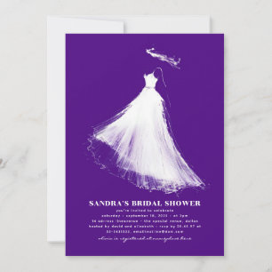 Invitation de douche nuptiale violet moderne roman