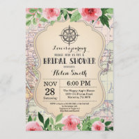 Invitation de douche nuptiale Voyage Floral