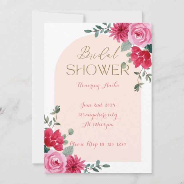 INVITATION DE DOUCHE PBRIDAL ROSE (Devant)