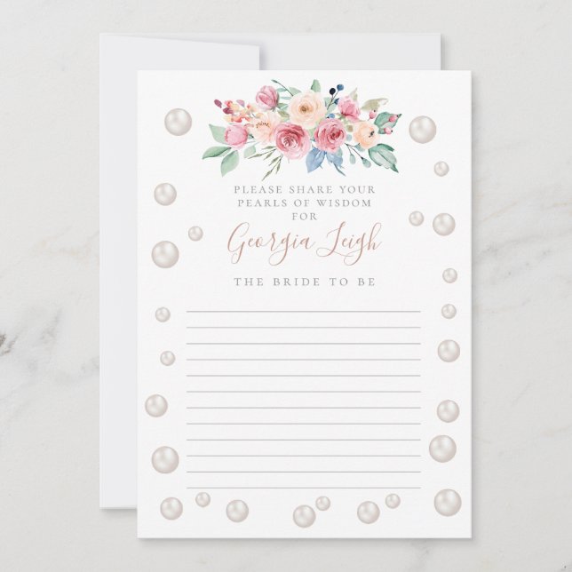 Invitation de douche Pearls & Prosecco (Devant)