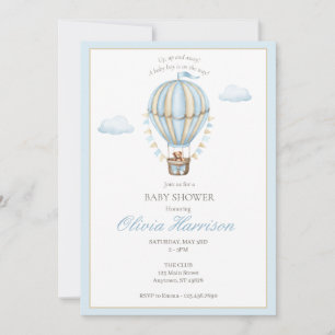 Invitation de douche pour bébé garçon au ballon à