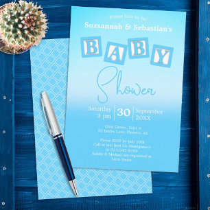 Invitation de douche pour bébé garçon avec blocs F