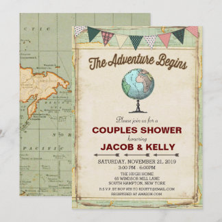 Invitation de douche pour couples de voyage Globe 
