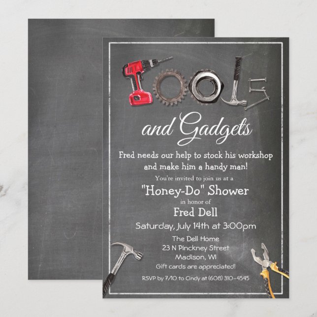 Invitation de douche pour homme Outils et gadgets  (Devant / Derrière)