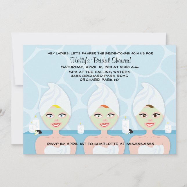 INVITATION DE DOUCHE spa BRIDAL Bleu clair (Devant)