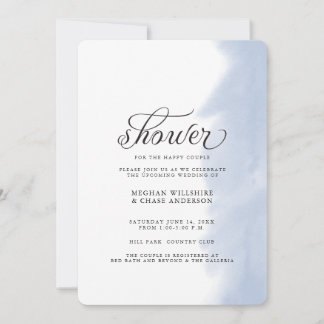 Invitation de douche | Trait d'aquarelle bleu pâle
